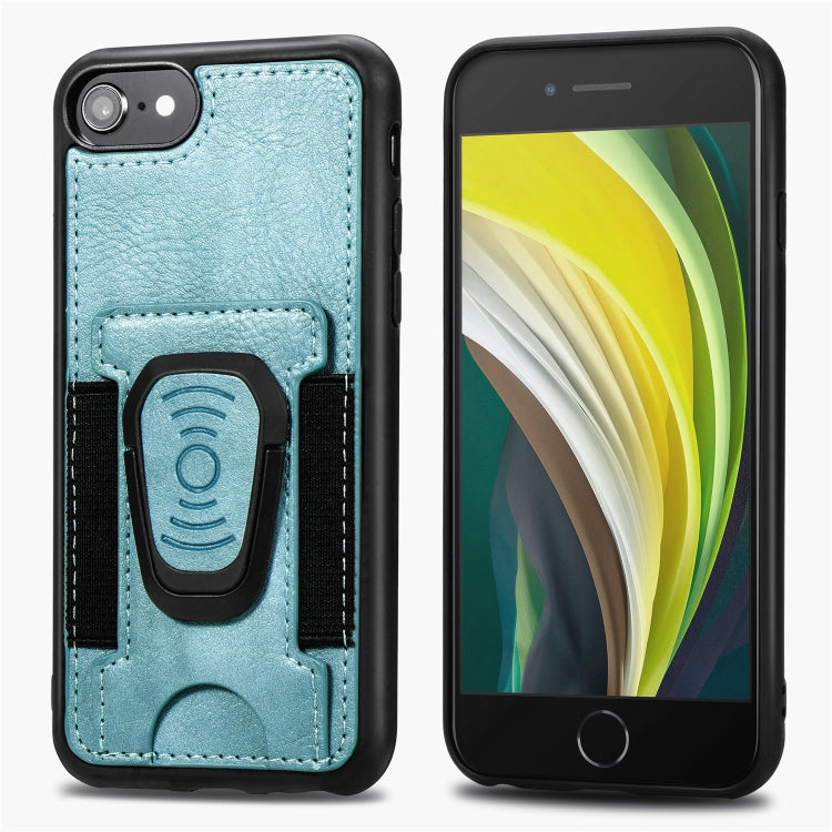 For iPhone 6 Magnetic Shockproof PU + TPU Case with Card Slot & Ring Holder