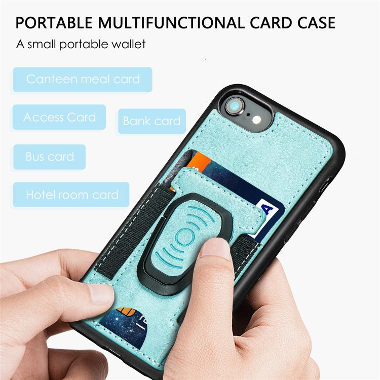 For iPhone 6 Magnetic Shockproof PU + TPU Case with Card Slot & Ring Holder