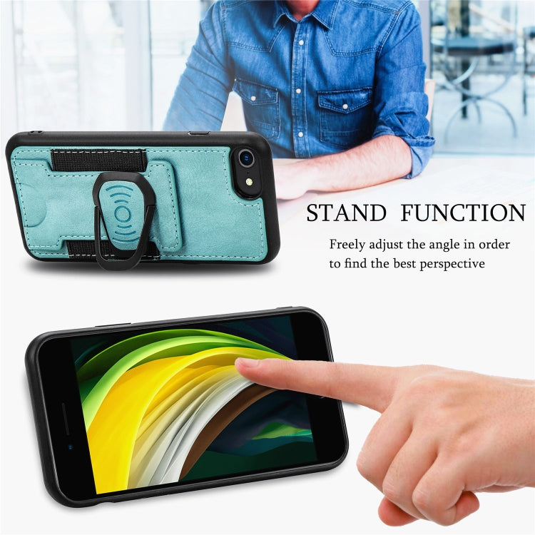 For iPhone 6 Magnetic Shockproof PU + TPU Case with Card Slot & Ring Holder