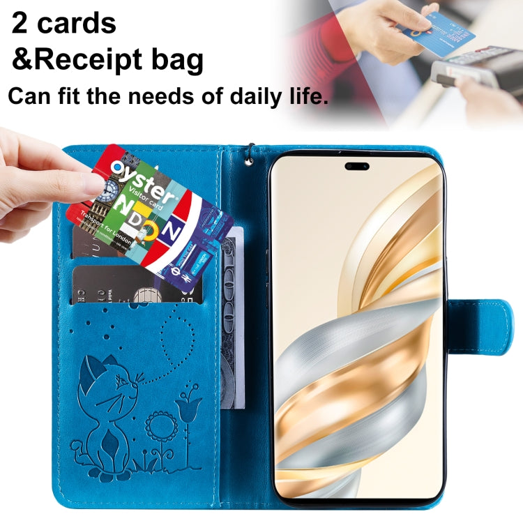 For Honor X9C 5G Global Cat Bee Embossing Pattern Shockproof Leather Case