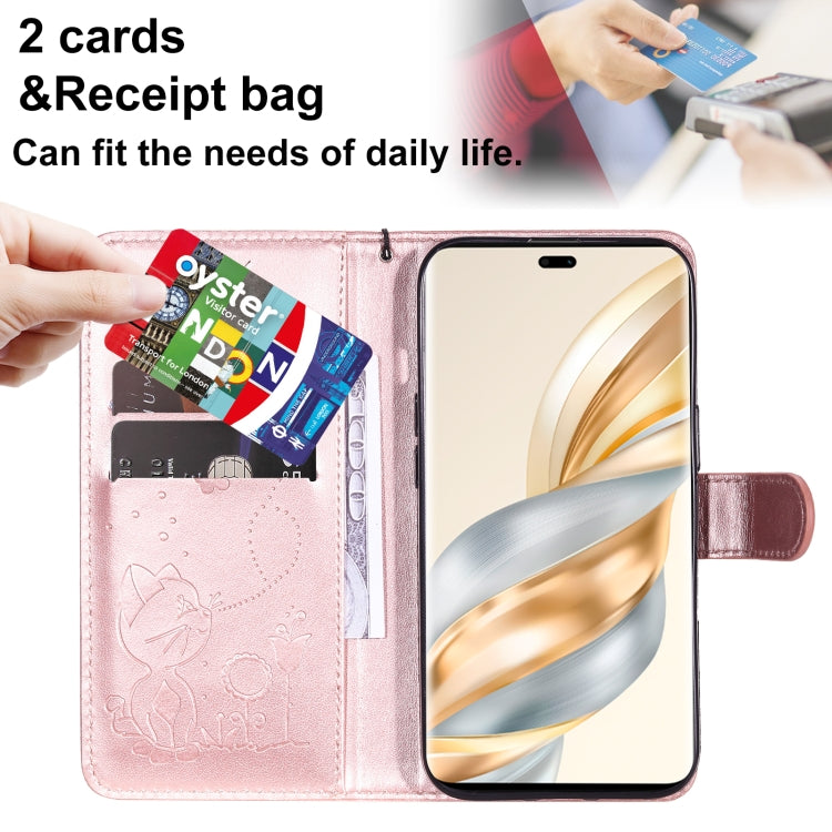 For Honor X9C 5G Global Cat Bee Embossing Pattern Shockproof Leather Case