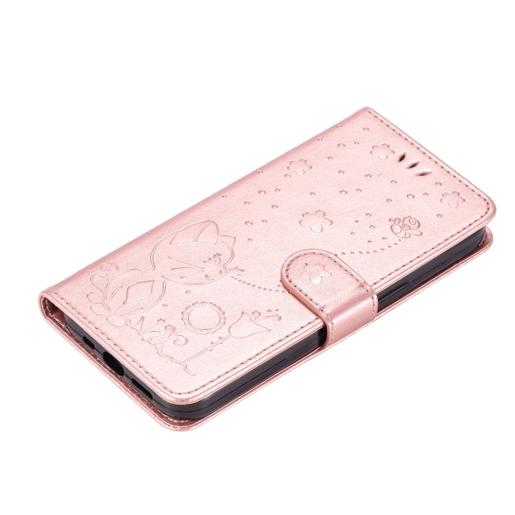 For Honor X9C 5G Global Cat Bee Embossing Pattern Shockproof Leather Case