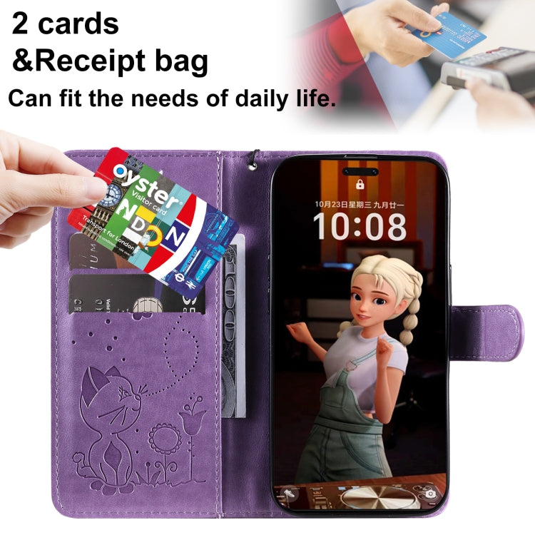 For Honor Magic7 Pro Cat Bee Embossing Pattern Shockproof Leather Case
