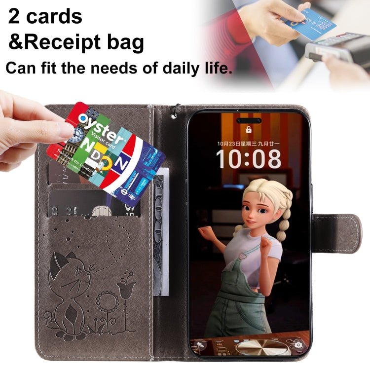 For Honor Magic7 Pro Cat Bee Embossing Pattern Shockproof Leather Case