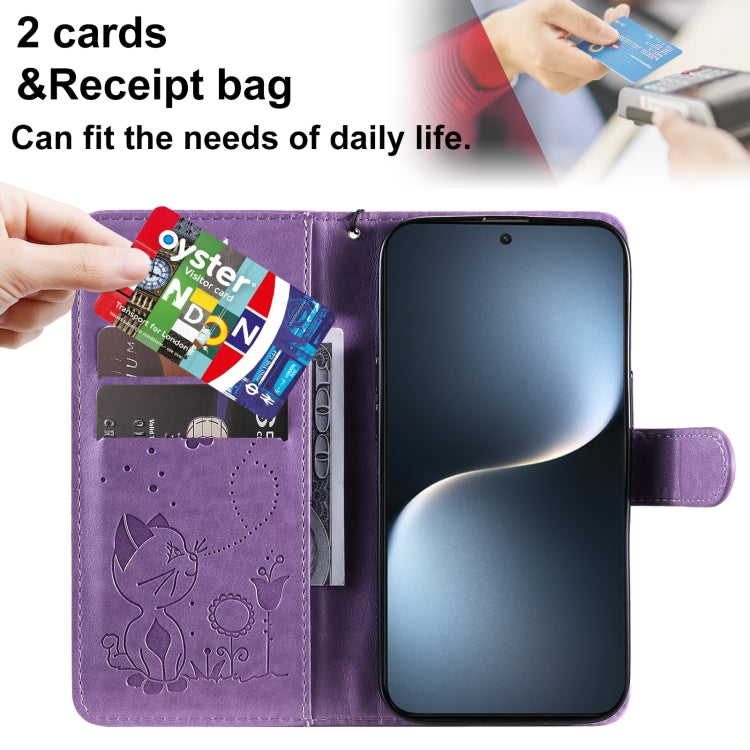For Honor Magic7 Cat Bee Embossing Pattern Shockproof Leather Case