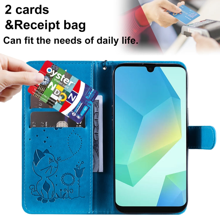 For Samsung Galaxy A26 5G Global Cat Bee Embossing Pattern Shockproof Leather Case