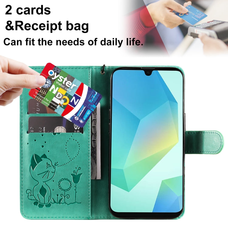 For Samsung Galaxy A26 5G Global Cat Bee Embossing Pattern Shockproof Leather Case
