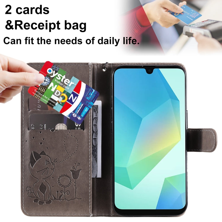 For Samsung Galaxy A26 5G Global Cat Bee Embossing Pattern Shockproof Leather Case