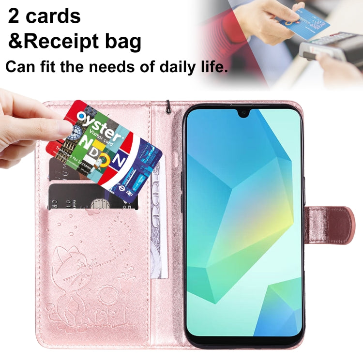 For Samsung Galaxy A26 5G Global Cat Bee Embossing Pattern Shockproof Leather Case