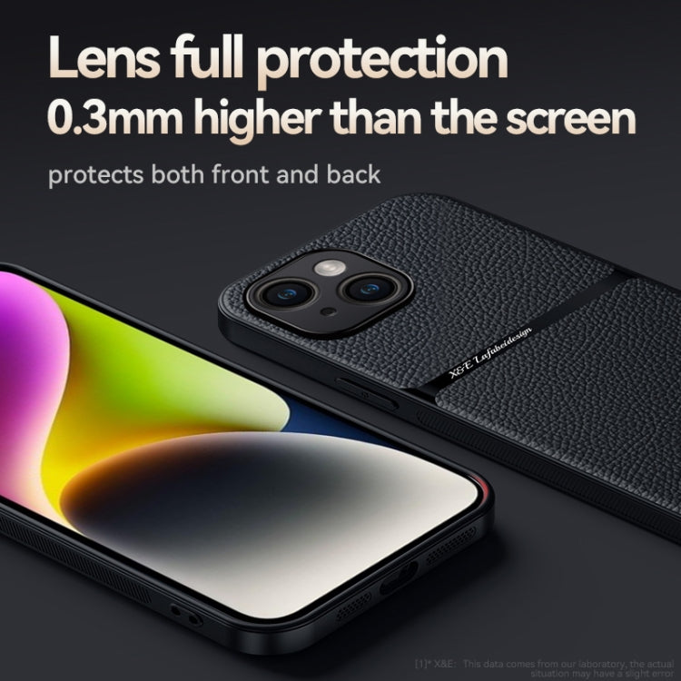 For iPhone 15 Litchi Leather Magnetic Full Coverage Shockproof Phone Case