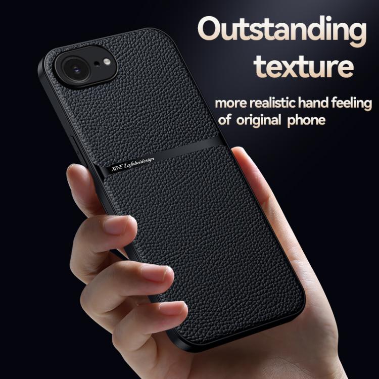 For iPhone 17e / 16e Litchi Leather Magnetic Full Coverage Shockproof Phone Case