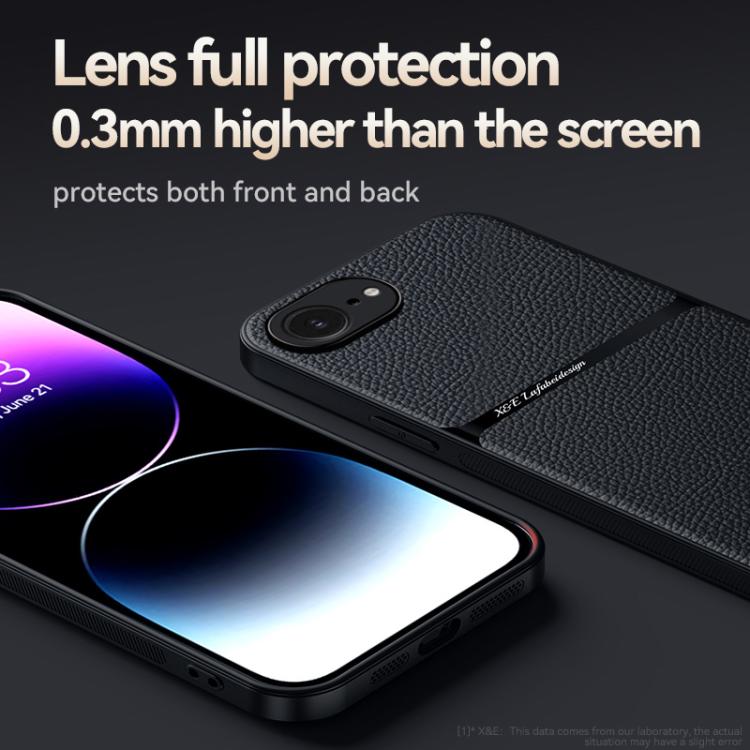 For iPhone 17e / 16e Litchi Leather Magnetic Full Coverage Shockproof Phone Case