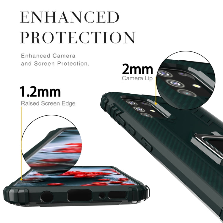 For OPPO A52 / A72 / A92 Carbon Fiber Protective Case with 360 Degree Rotating Ring Holder