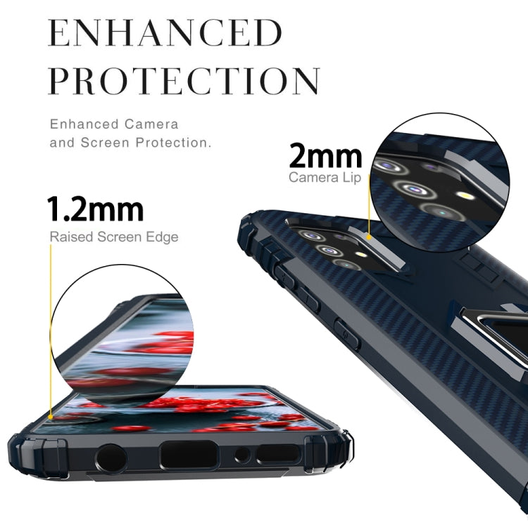 For OPPO A52 / A72 / A92 Carbon Fiber Protective Case with 360 Degree Rotating Ring Holder