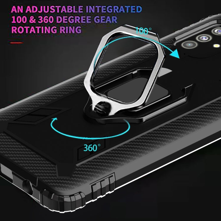 For OPPO A52 / A72 / A92 Carbon Fiber Protective Case with 360 Degree Rotating Ring Holder