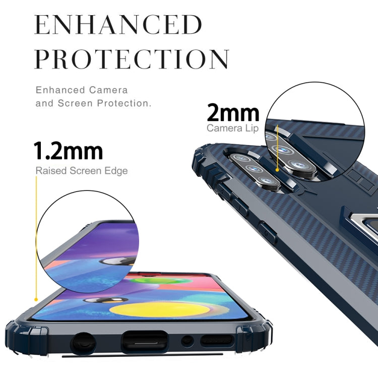 For Wiko View 4 / View 4 Lite Carbon Fiber Protective Case with 360 Degree Rotating Ring Holder