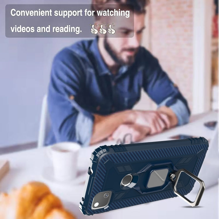 For Google Pixel 4A 5G Carbon Fiber Protective Case with 360 Degree Rotating Ring Holder