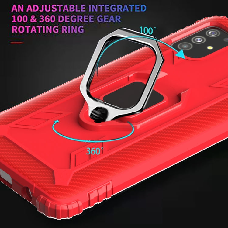For Samsung Galaxy M31s Carbon Fiber Protective Case with 360 Degree Rotating Ring Holder