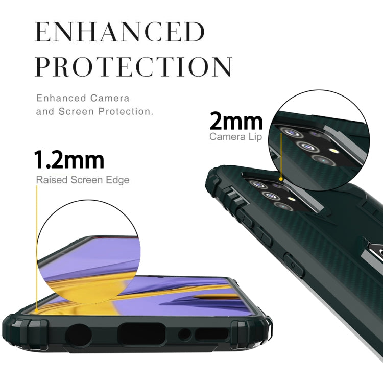 For Samsung Galaxy M31s Carbon Fiber Protective Case with 360 Degree Rotating Ring Holder