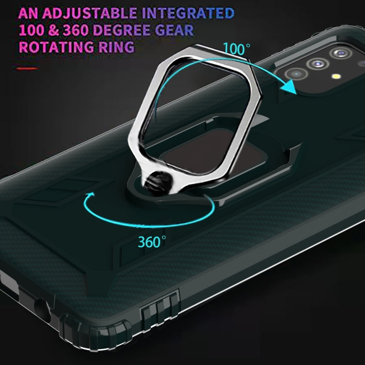 For Samsung Galaxy M31s Carbon Fiber Protective Case with 360 Degree Rotating Ring Holder