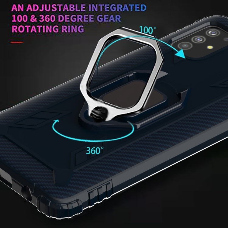 For Samsung Galaxy M31s Carbon Fiber Protective Case with 360 Degree Rotating Ring Holder