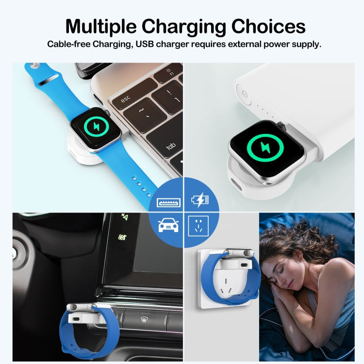 For Apple Watch Series A15 Portable Wireless Charger, Support Card Reader - White