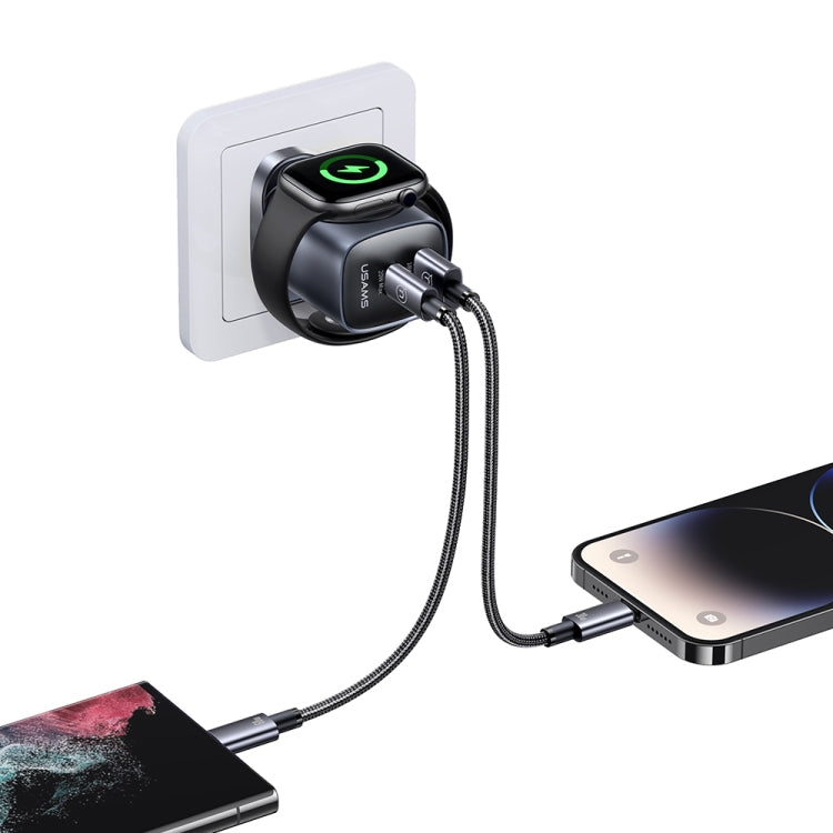 USAMS T67 20W USB and USB-C / Type-C GaN Fast Charger, Plug Type:UK Plug - Gun Color