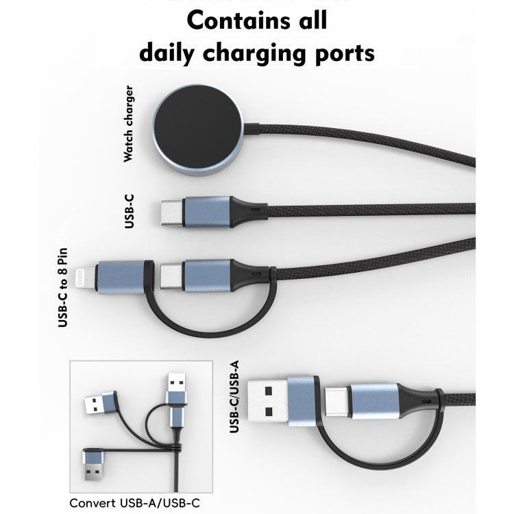 U33 1m PD100W USB-A / USB-C All in 1 Multifunctional Fast Charging Cable - Black Grey