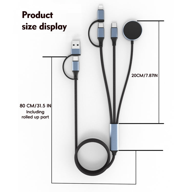 U33 1m PD100W USB-A / USB-C All in 1 Multifunctional Fast Charging Cable - Black Grey