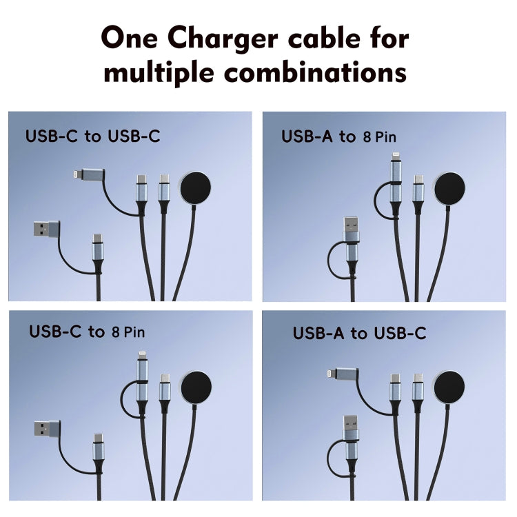 U33 1m PD100W USB-A / USB-C All in 1 Multifunctional Fast Charging Cable - Black Grey