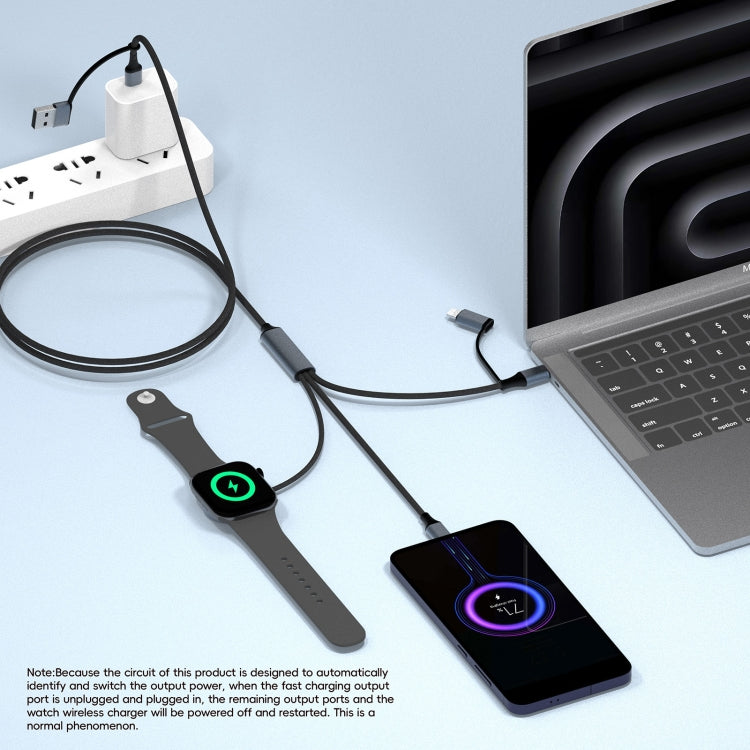 U33 1m PD100W USB-A / USB-C All in 1 Multifunctional Fast Charging Cable - Black Grey