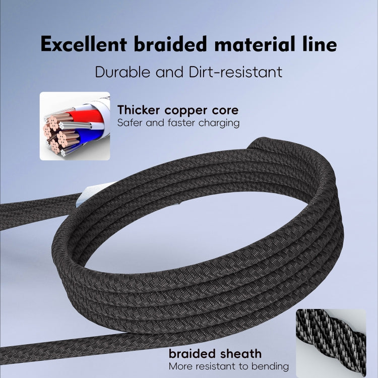 U33 1m PD100W USB-A / USB-C All in 1 Multifunctional Fast Charging Cable - Black Grey