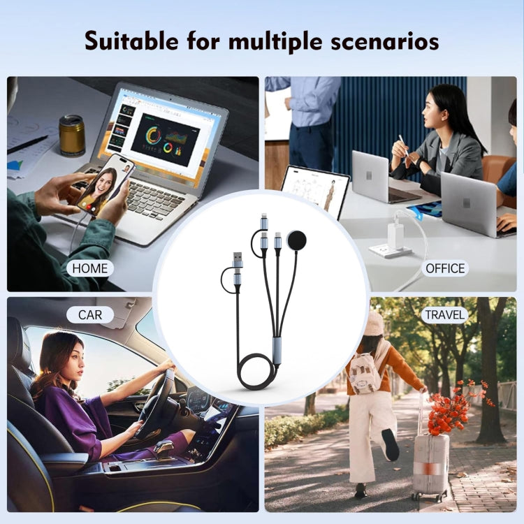 U33 1m PD100W USB-A / USB-C All in 1 Multifunctional Fast Charging Cable - Black Grey