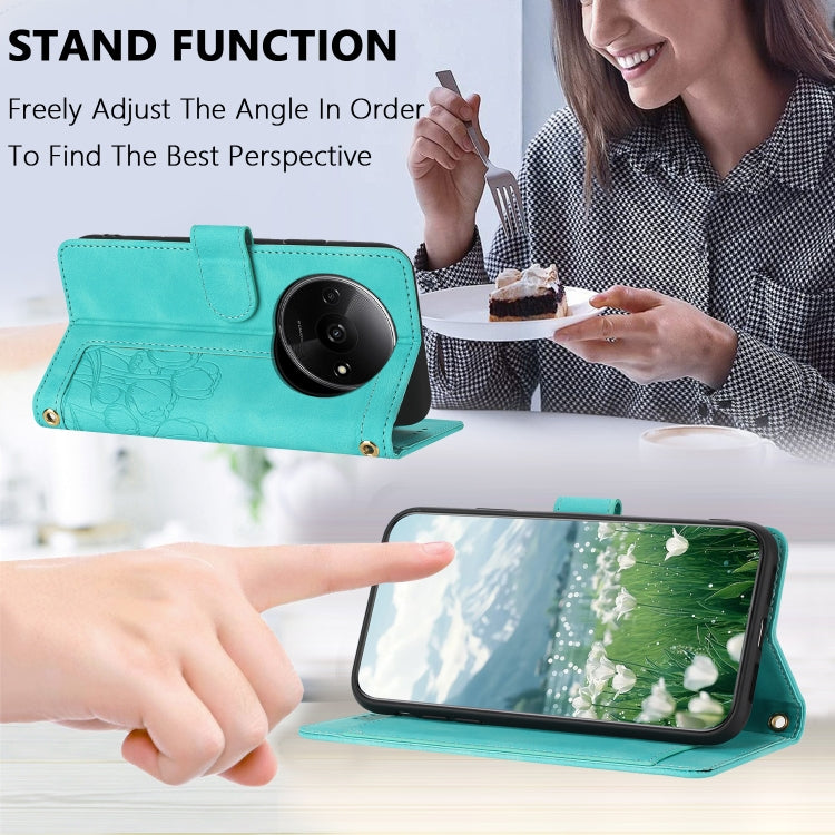 For Redmi A3 Tulips Embossed Leather Phone Case with Lanyard