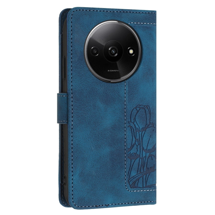 For Redmi A3 Tulips Embossed Leather Phone Case with Lanyard