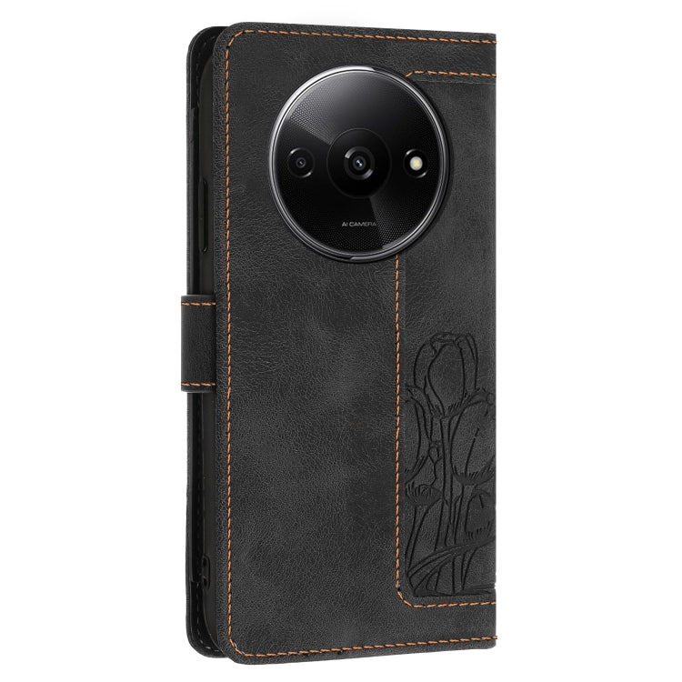 For Redmi A3 Tulips Embossed Leather Phone Case with Lanyard
