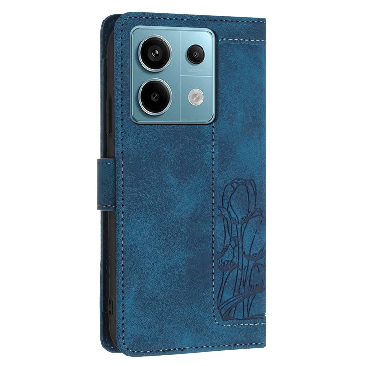 For Redmi Note 13 5G Tulips Embossed Leather Phone Case with Lanyard