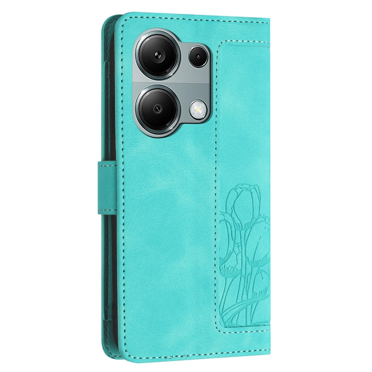For Redmi Note 13 Pro 5G Tulips Embossed Leather Phone Case with Lanyard