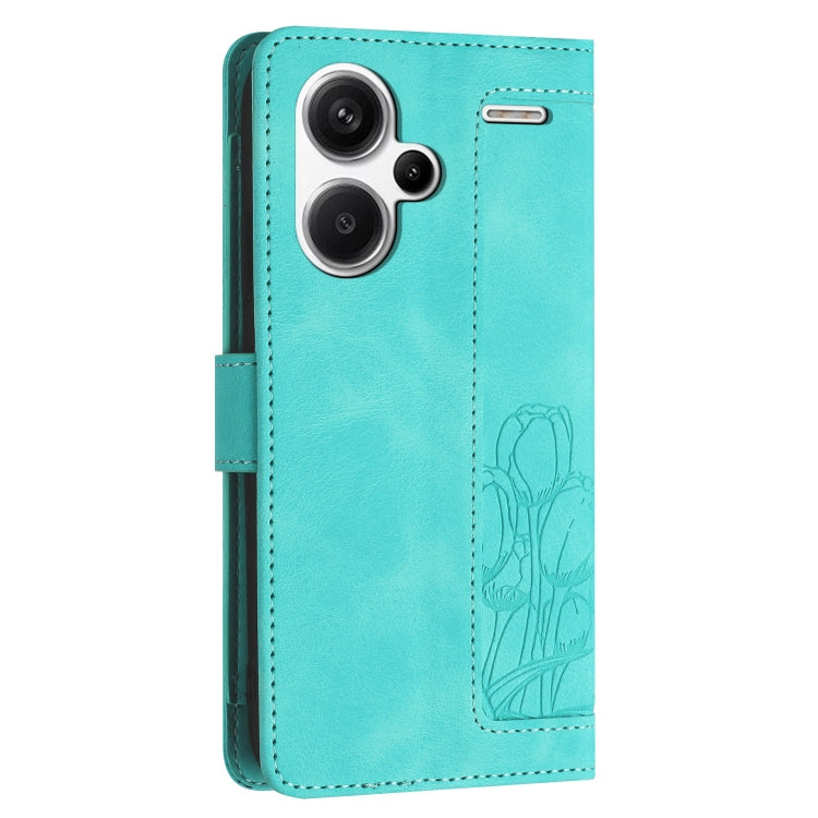 For Redmi Note 13 Pro+ 5G Tulips Embossed Leather Phone Case with Lanyard