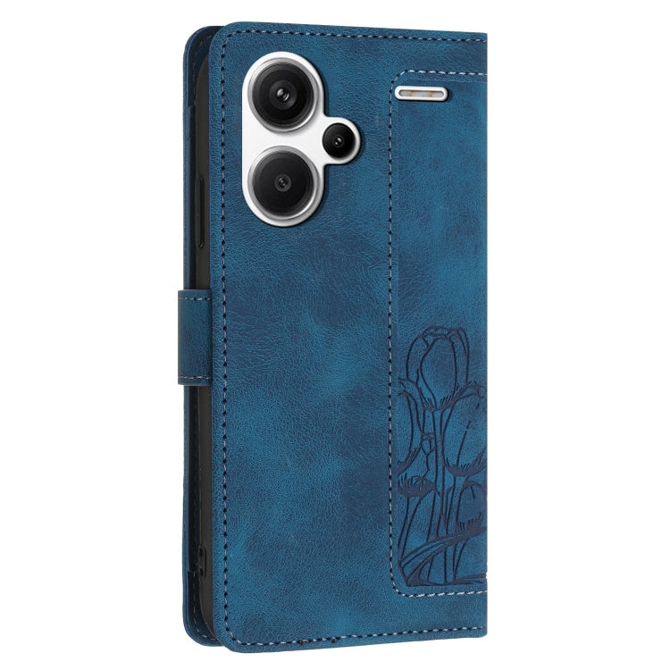 For Redmi Note 13 Pro+ 5G Tulips Embossed Leather Phone Case with Lanyard