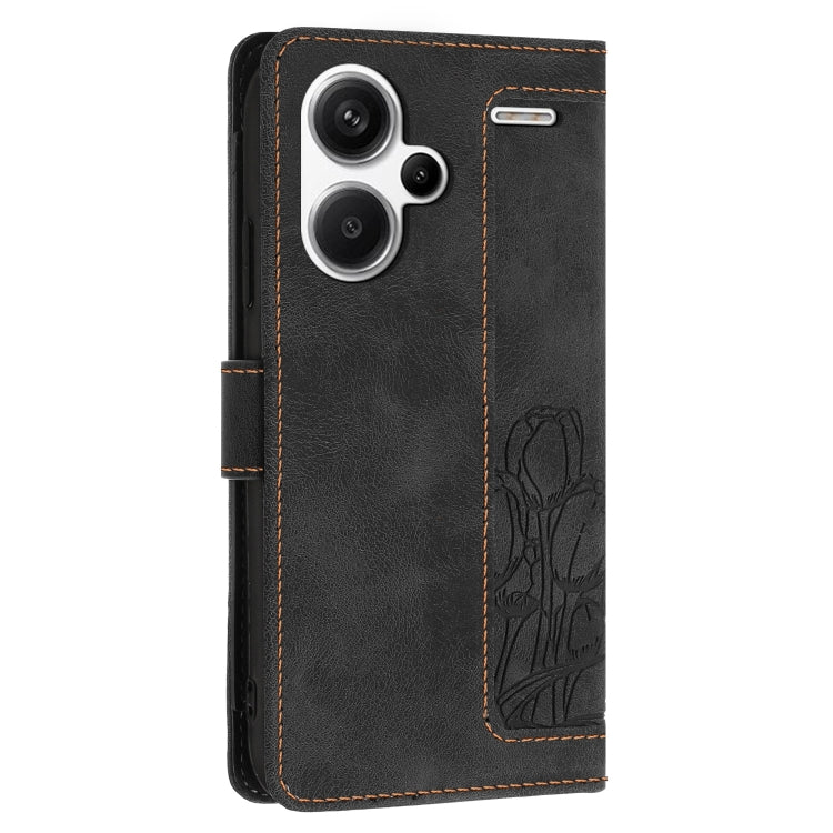 For Redmi Note 13 Pro+ 5G Tulips Embossed Leather Phone Case with Lanyard