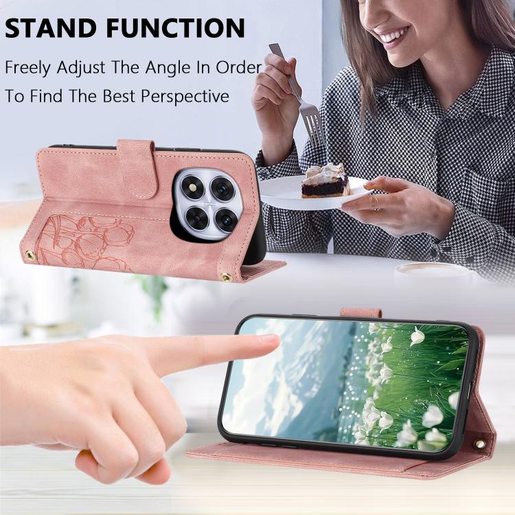 For Redmi Note 14 Pro 5G Tulips Embossed Leather Phone Case with Lanyard