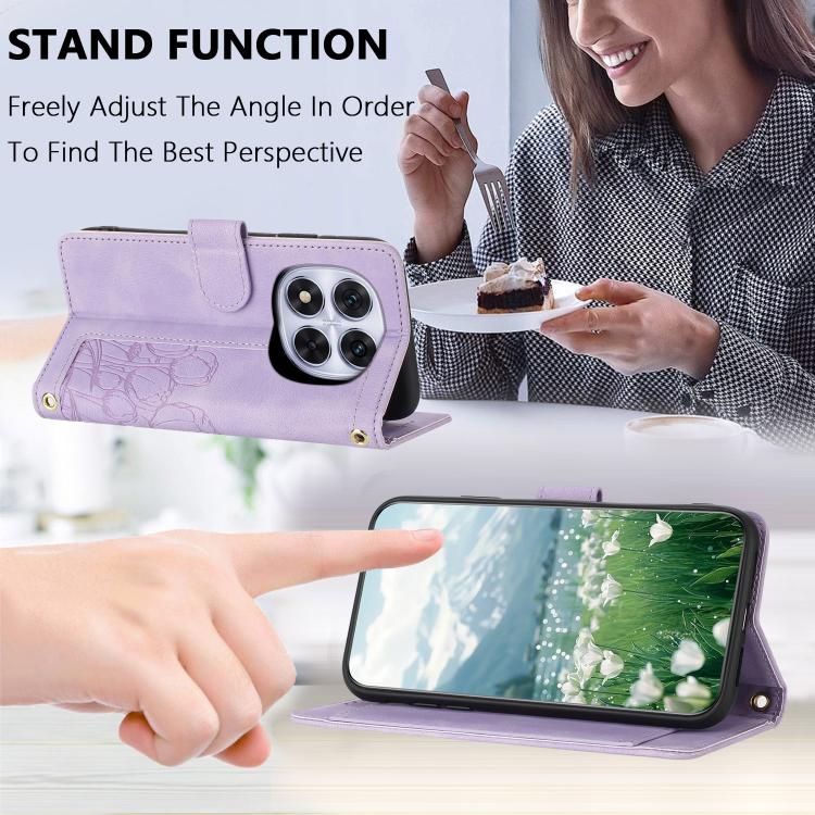 For Redmi Note 14 Pro 5G Tulips Embossed Leather Phone Case with Lanyard