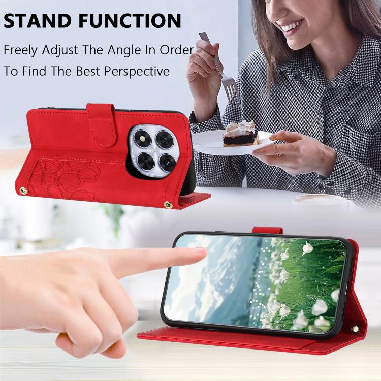 For Redmi Note 14 Pro 5G Tulips Embossed Leather Phone Case with Lanyard