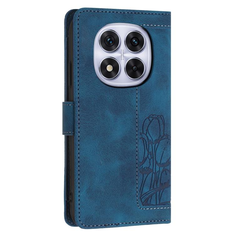 For Redmi Note 14 Pro 5G Tulips Embossed Leather Phone Case with Lanyard
