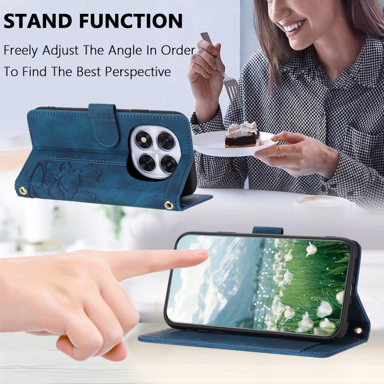 For Redmi Note 14 Pro 5G Tulips Embossed Leather Phone Case with Lanyard