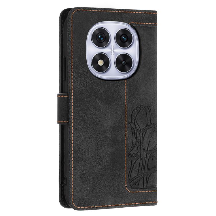 For Redmi Note 14 Pro 5G Tulips Embossed Leather Phone Case with Lanyard