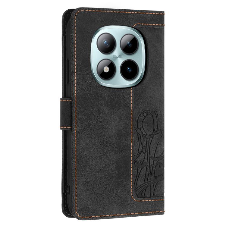 For Redmi Note 15 Pro+ 5G Global 163.3mm Tulips Embossed Leather Phone Case with Lanyard