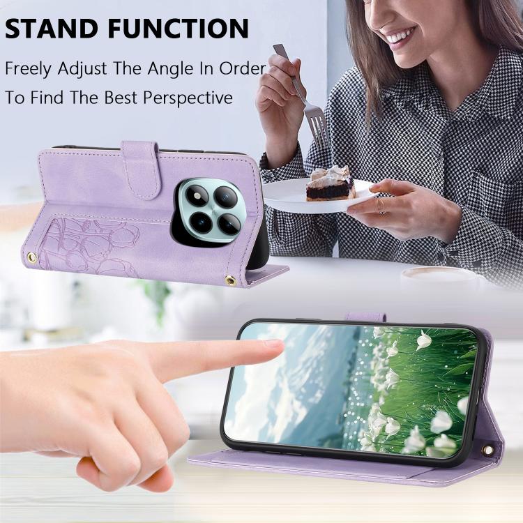 For Redmi Note 15 Pro 5G Global 163.6mm Tulips Embossed Leather Phone Case with Lanyard