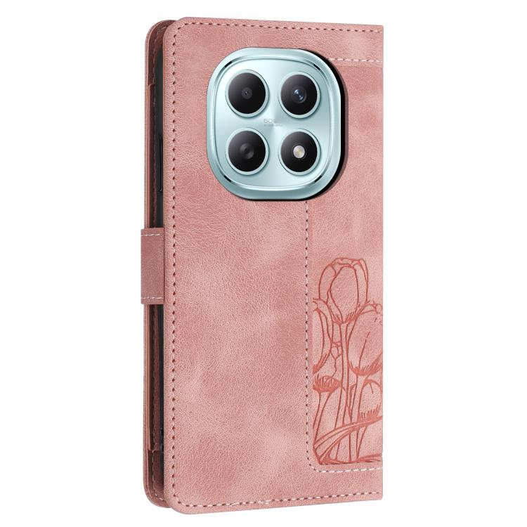 For Redmi Note 15 5G / 4G Global 164mm Tulips Embossed Leather Phone Case with Lanyard